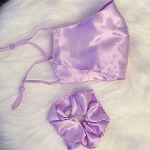 Silk purple face mask with Matching Scrunchie